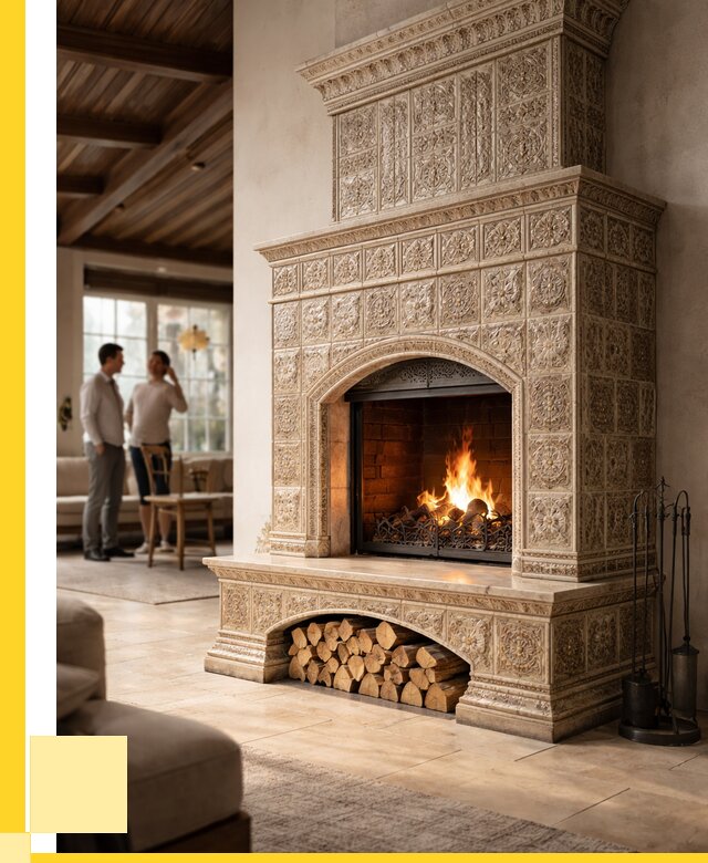 Купить изразцовый камин в Сосногорске от 257900 р. | ЭриданСно