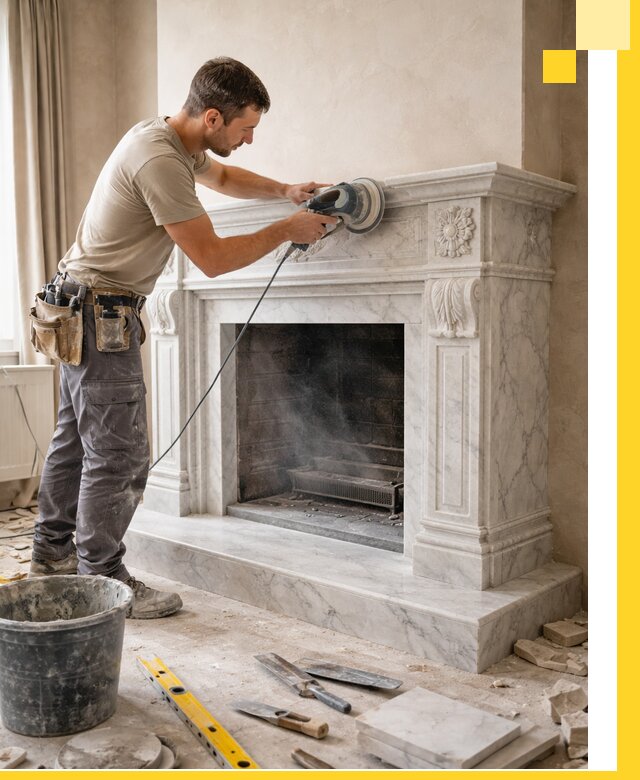 Изготовление и установка мраморных каминов в Сосногорске под ключ