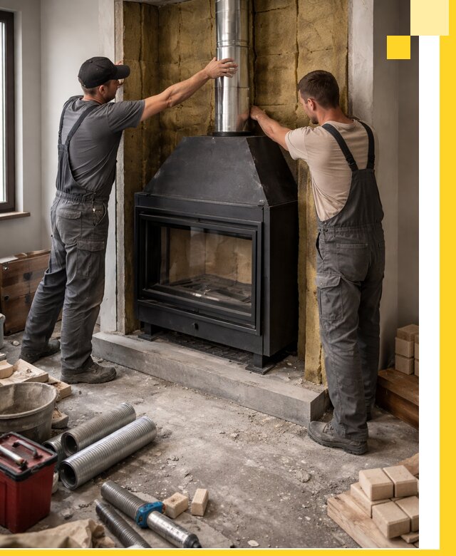 Изготовление и монтаж закрытых каминов в Сосногорске под ключ