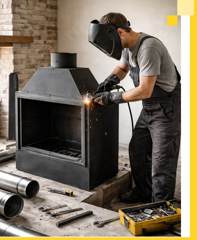 Продажа и установка металлических каминов в Сосногорске под ключ