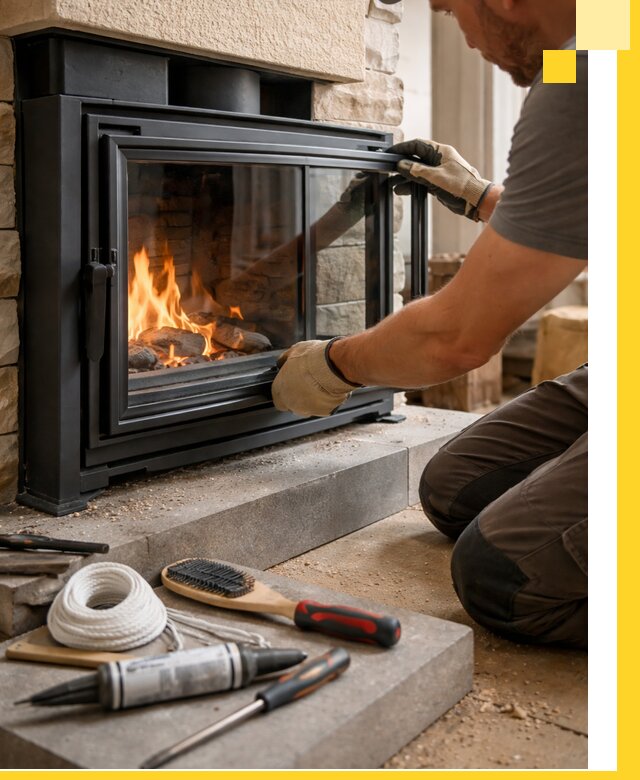 Производство, монтаж и доставка каминов со стеклом в Сосногорске