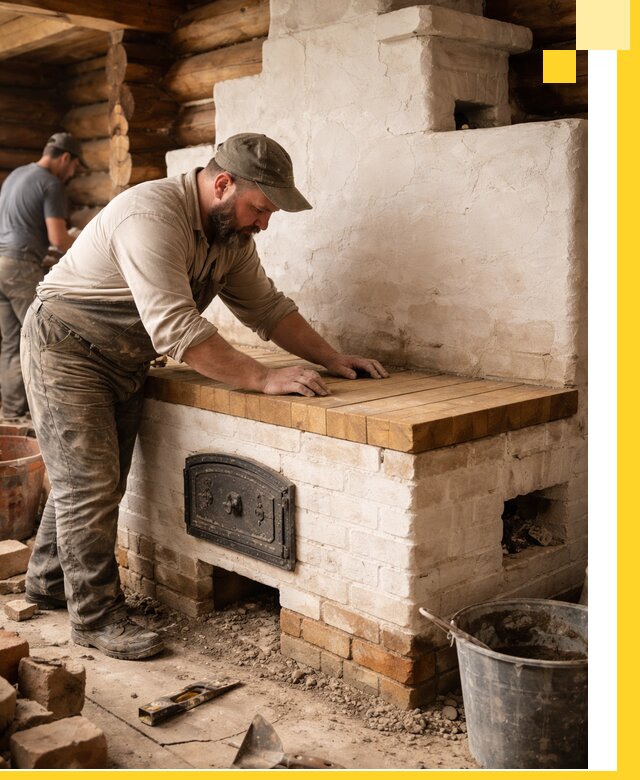 Проектирование и установка русской печи с лежанкой в Сосногорске