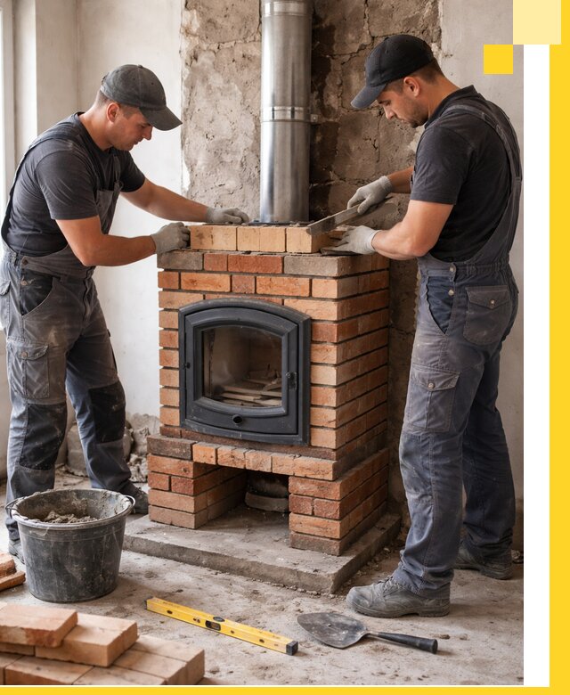 Монтаж печи камина под ключ в Сосногорске с гарантией и пусконаладкой