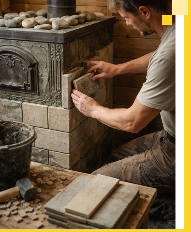 Облицовка банных печей в Сосногорске профессиональная отделка