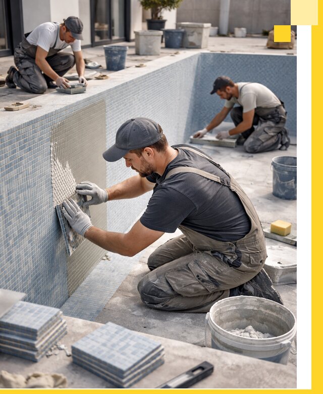 Облицовка бассейнов в Сосногорске плитка мозаика гидроизоляция