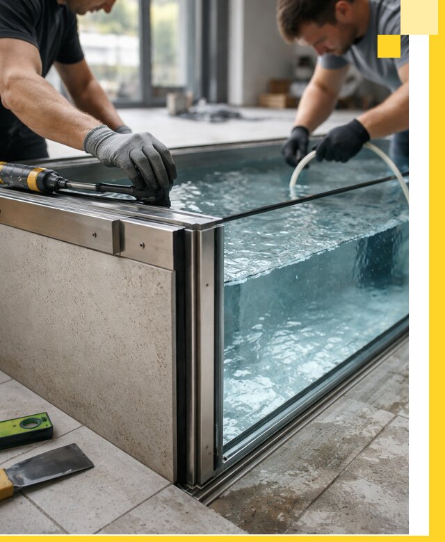 Проектирование и монтаж стеклянных бассейнов в Сосногорске