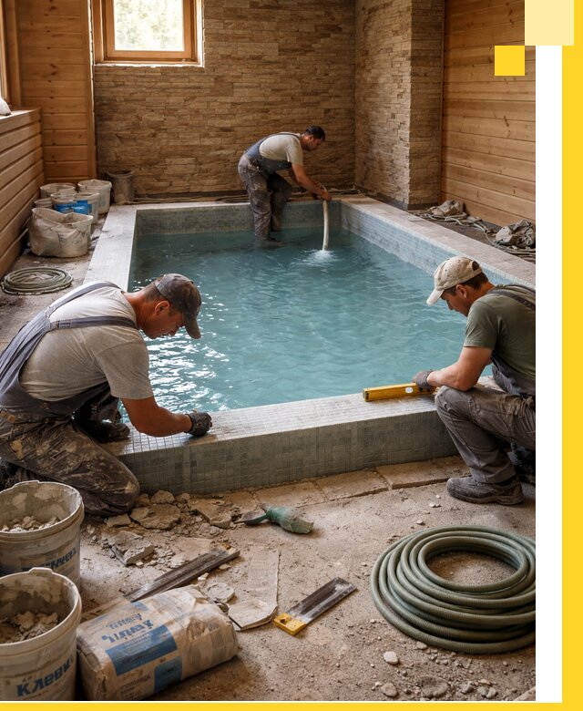 Проектирование и строительство бассейнов для бани в Сосногорске