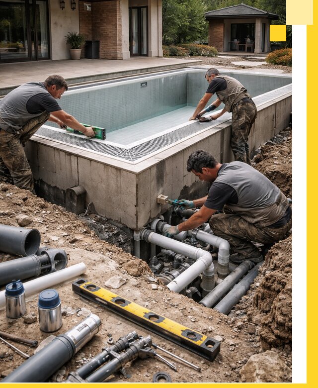 Строительство переливных бассейнов в Сосногорске под ключ