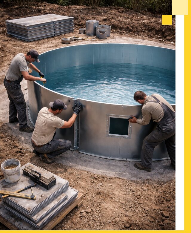 Круглые бассейны под ключ в Сосногорске проектирование и монтаж