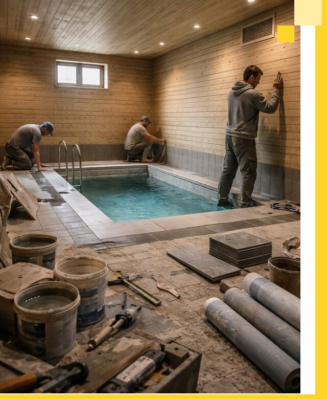 Строительство бани с бассейном и сауной под ключ в Сосногорске