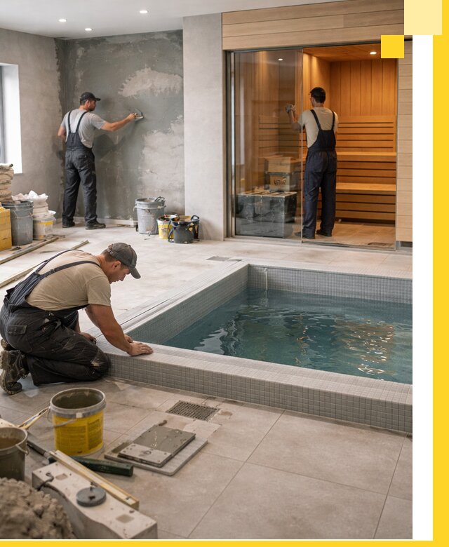 Проектирование и строительство сауны с бассейном в Сосногорске