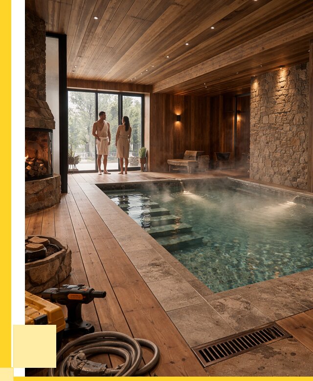 Проекты бань с бассейном под ключ в Сосногорске от 77370 р., ЭриданСно