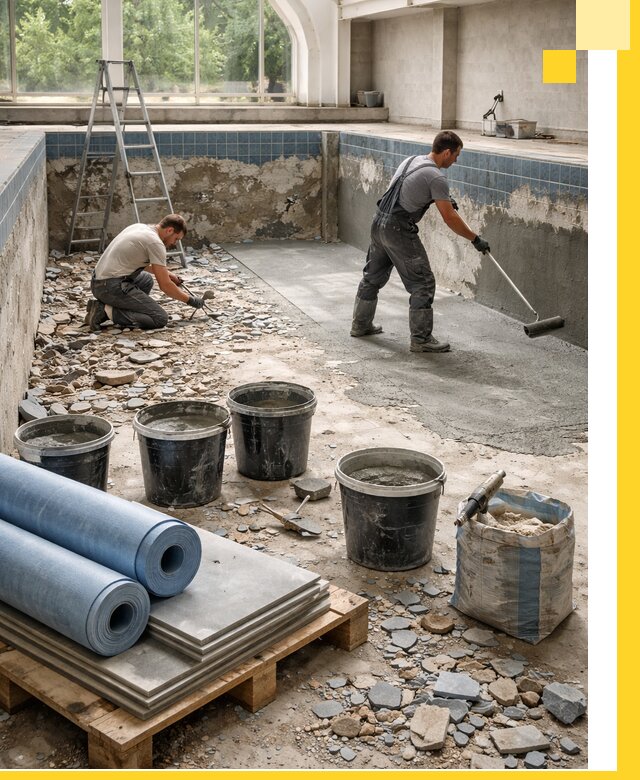 Реконструкция бассейнов в Сосногорске: ремонт, гидроизоляция