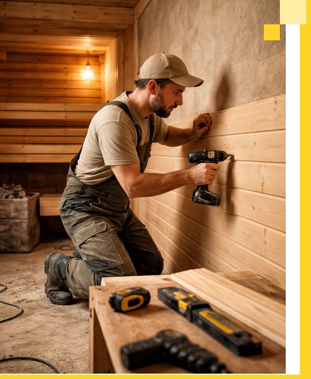 Профессиональная внутренняя отделка бани в Сосногорске под ключ