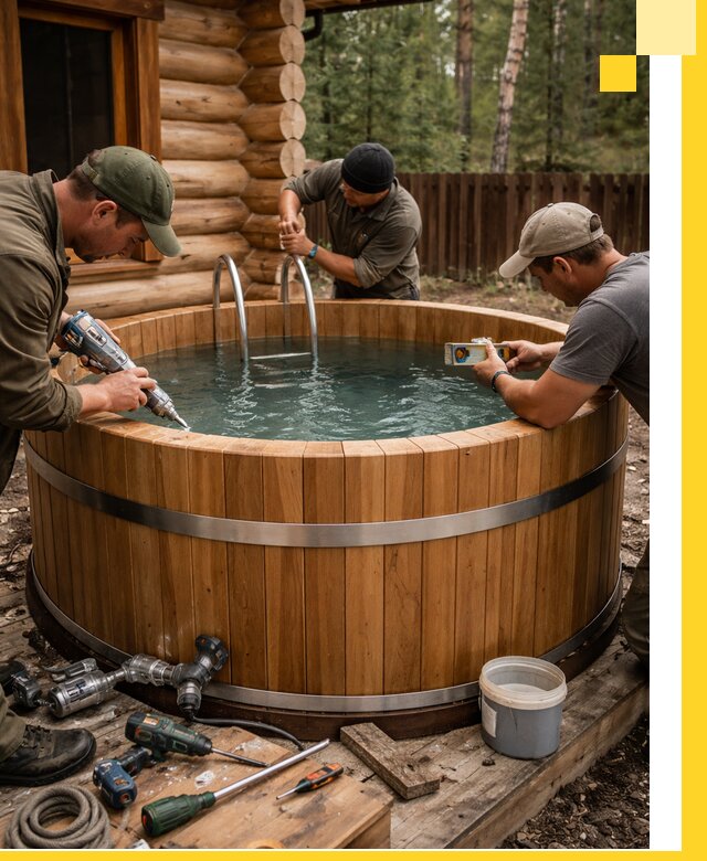 Строительство бань с купелью под ключ и отделкой в Сосногорске