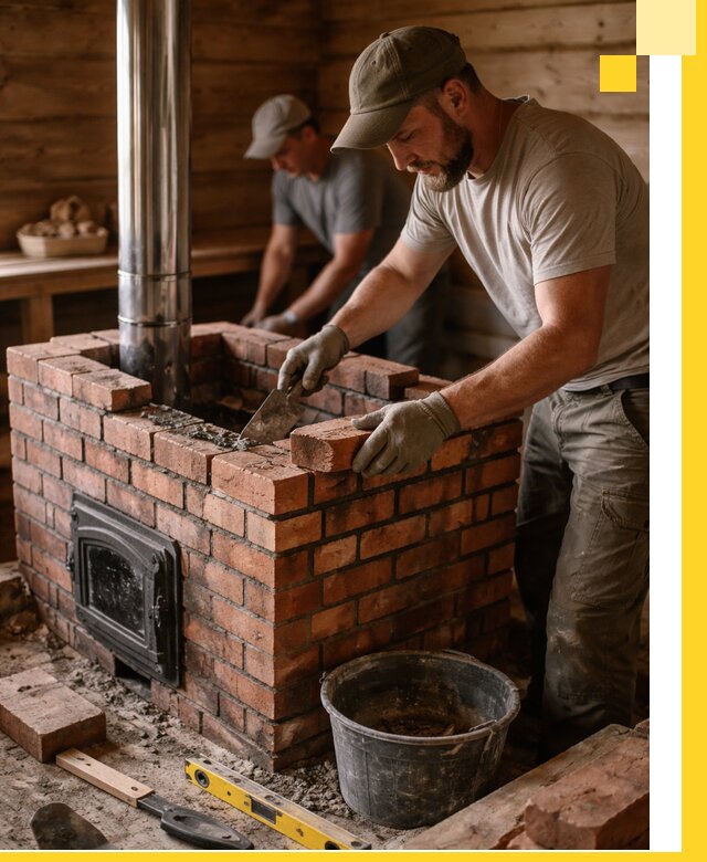 Кирпичные печи для бани под ключ в Сосногорске, проект и монтаж