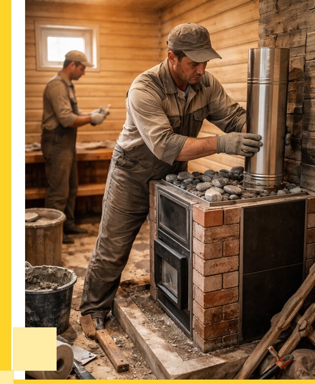 Монтаж печи в бане под ключ в Сосногорске от 20632 р. | ЭриданСно