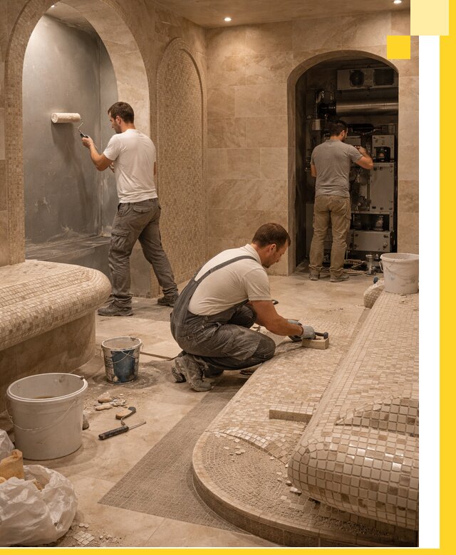 Строительство бани с хамамом и бассейном под ключ в Сосногорске