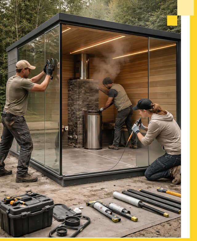 Проектирование и строительство стеклянных бань в Сосногорске